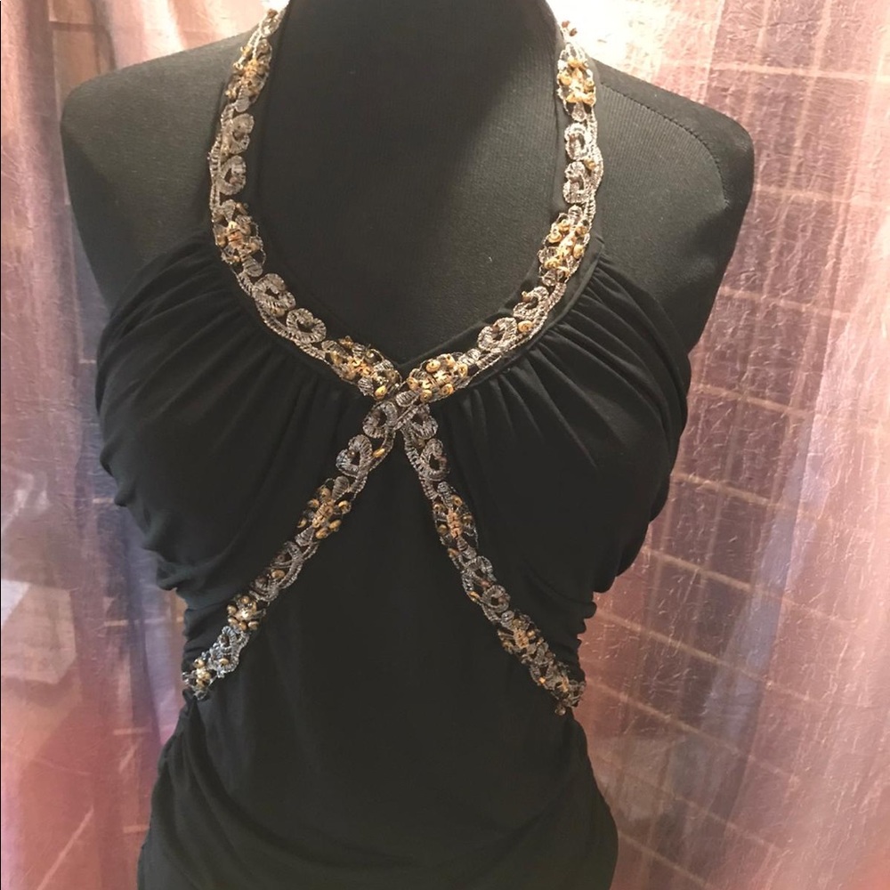 Rare Vintage Dazzling‎ Caché Halter top Size Large